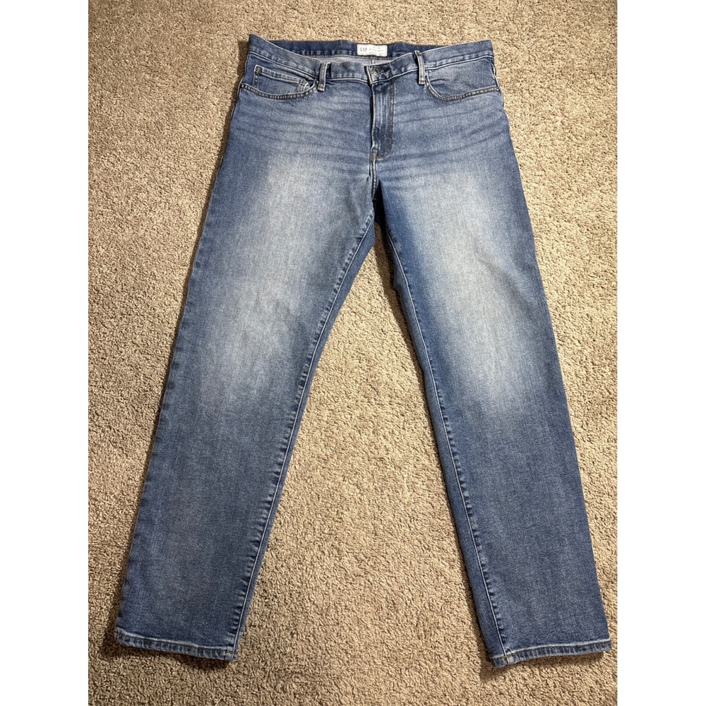 Gap Mens Straight Fit D Medium Wash Denim Jeans Blue 36x32